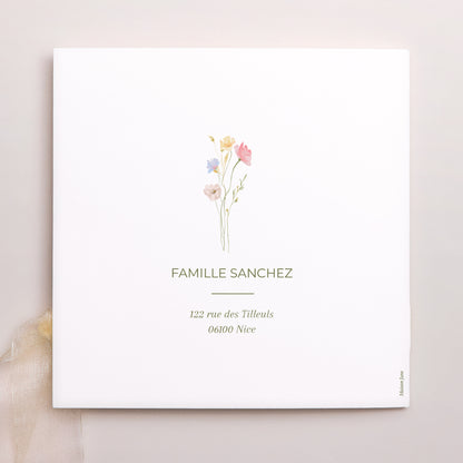 Faire-part Naissance Pochette carrée, 3 cartes, étiquette Petite Fleur d’Amour photo N° 4