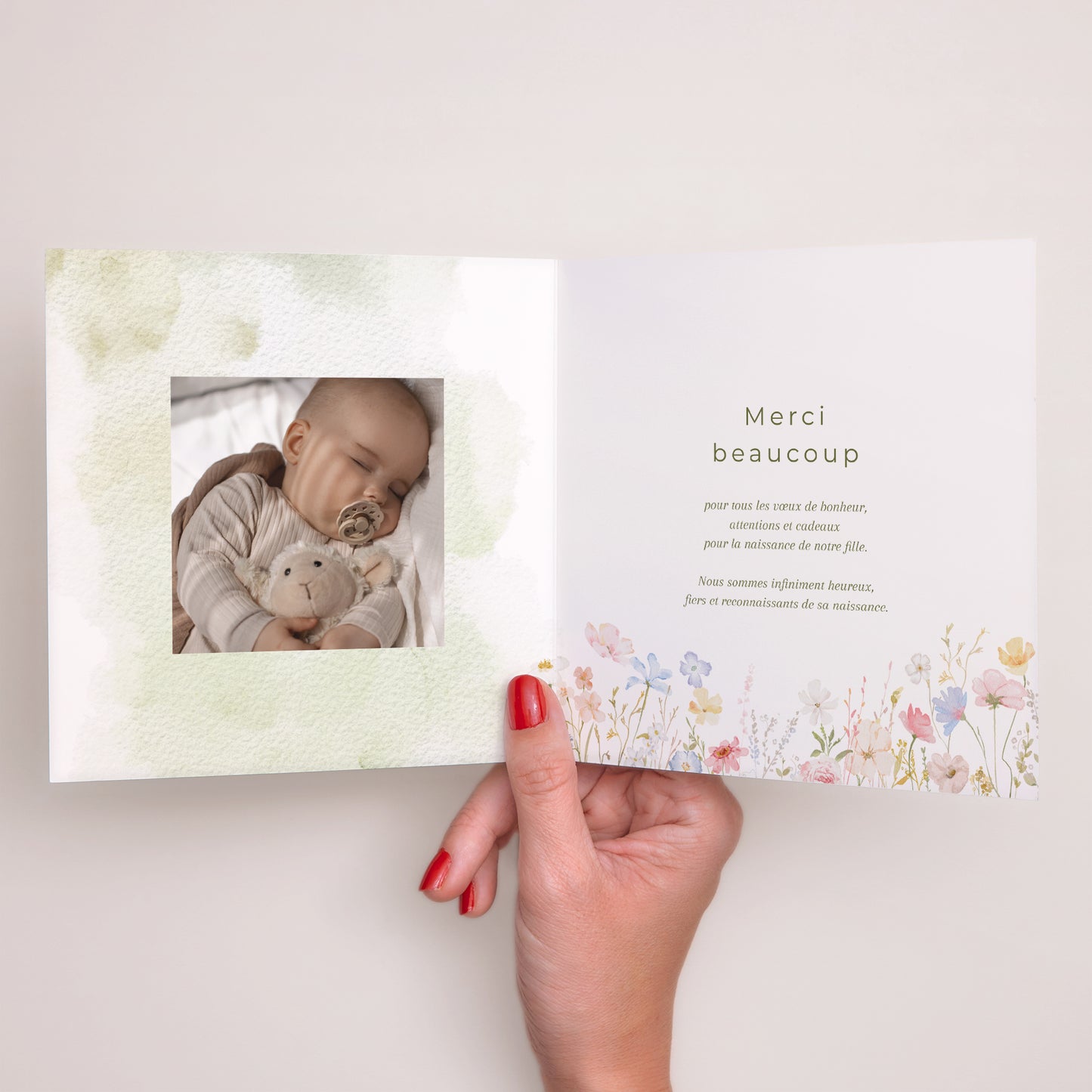Remerciements Naissance Carré double volet Petite Fleur d’Amour photo N° 2