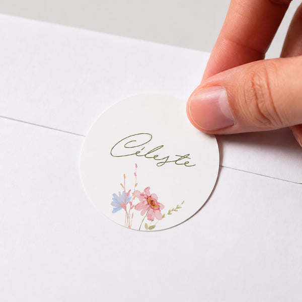 Sticker Naissance Rond Petite Fleur d’Amour photo
