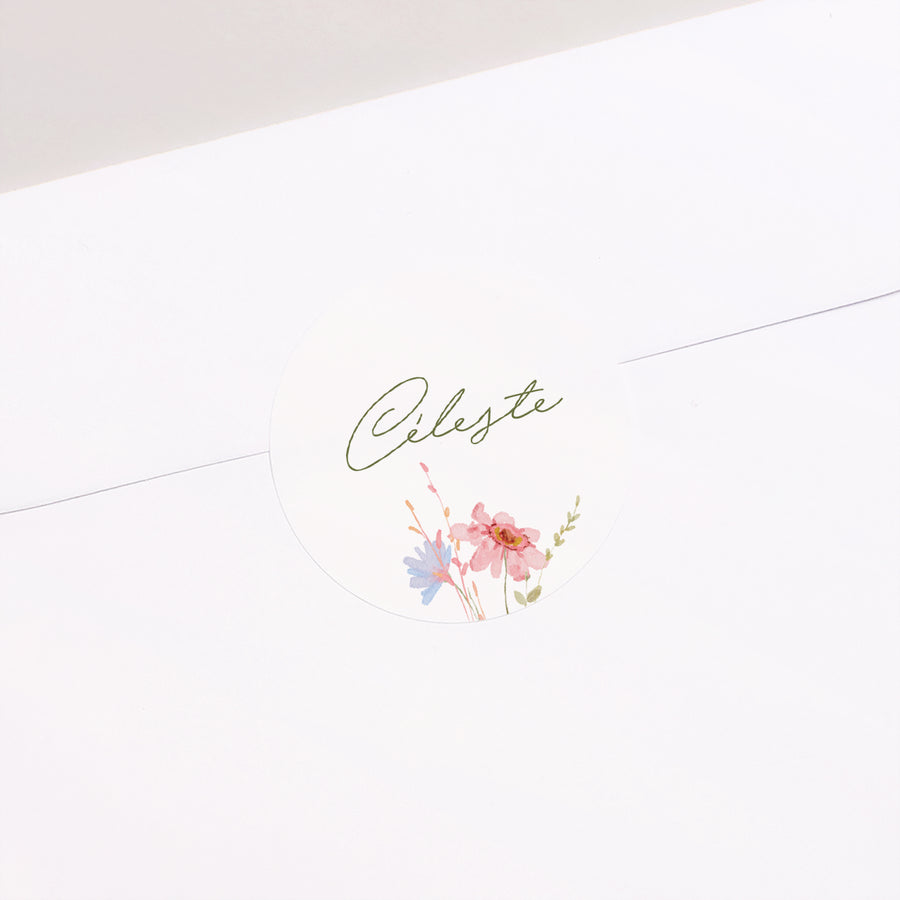 Sticker Naissance Rond Petite Fleur d’Amour photo