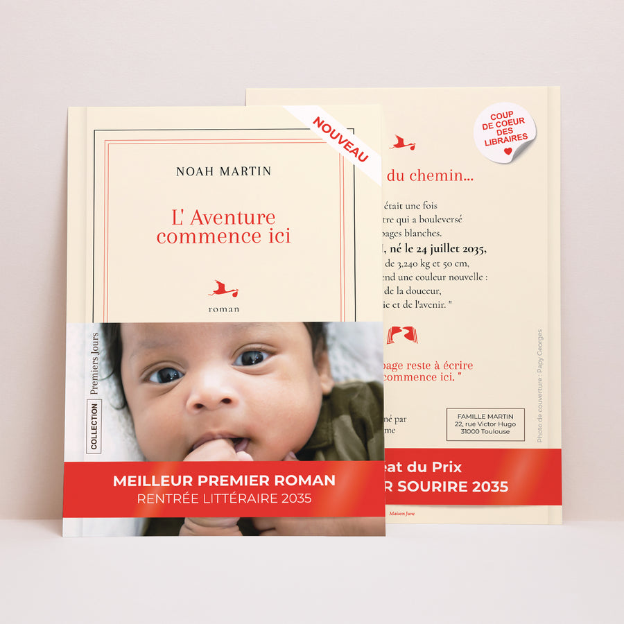 Faire-part Naissance Grand format rectangle Premier roman photo