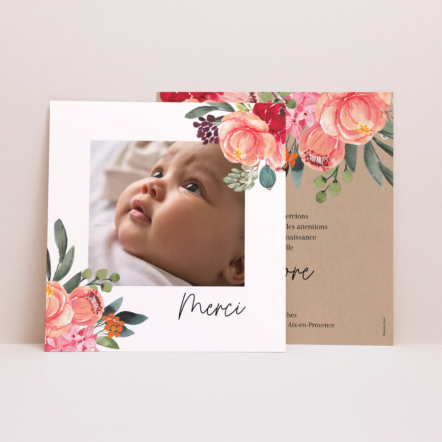 Remerciements Naissance Carré Baby Bloom photo