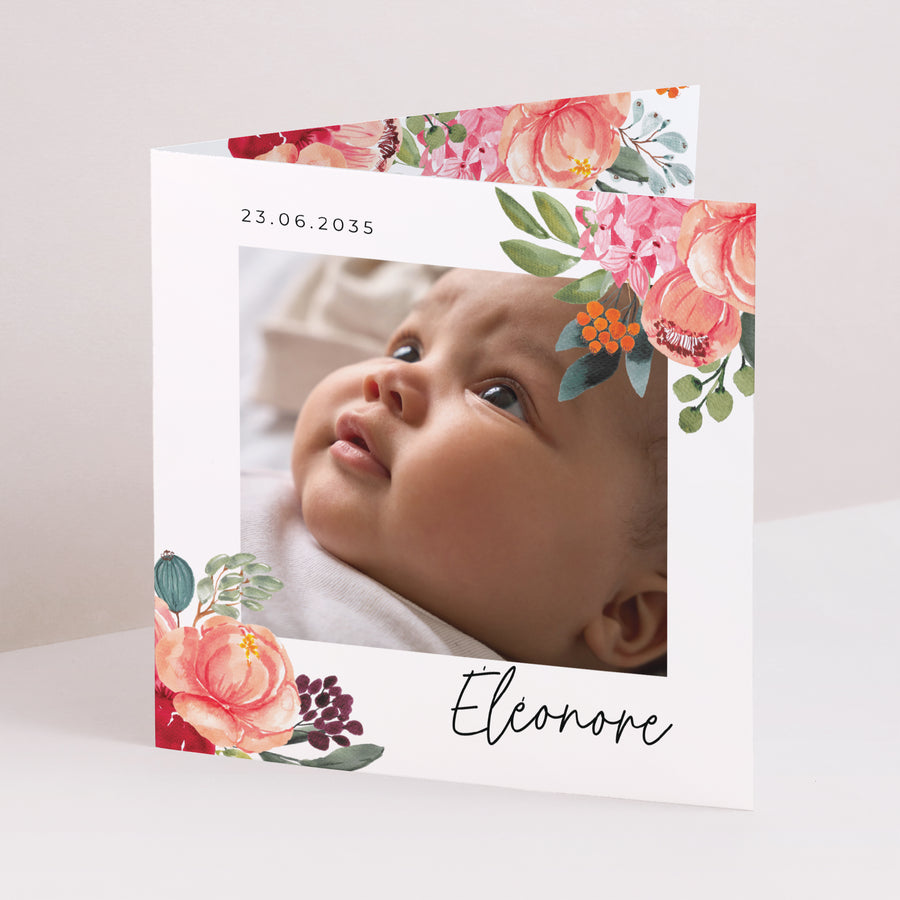 Faire-part Naissance Carré double volet Baby Bloom photo