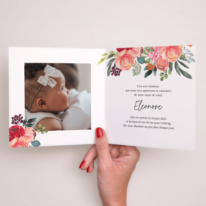 Faire-part Naissance Carré double volet Baby Bloom photo N° 2