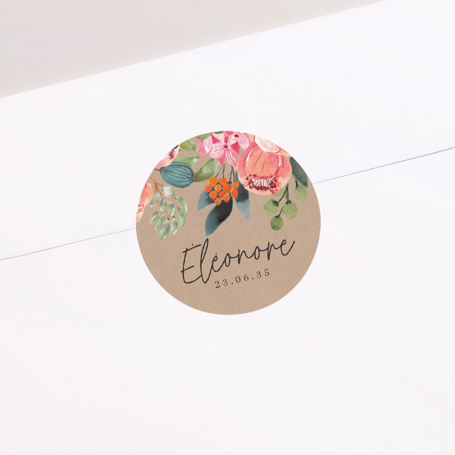 Sticker Naissance Rond Baby Bloom photo