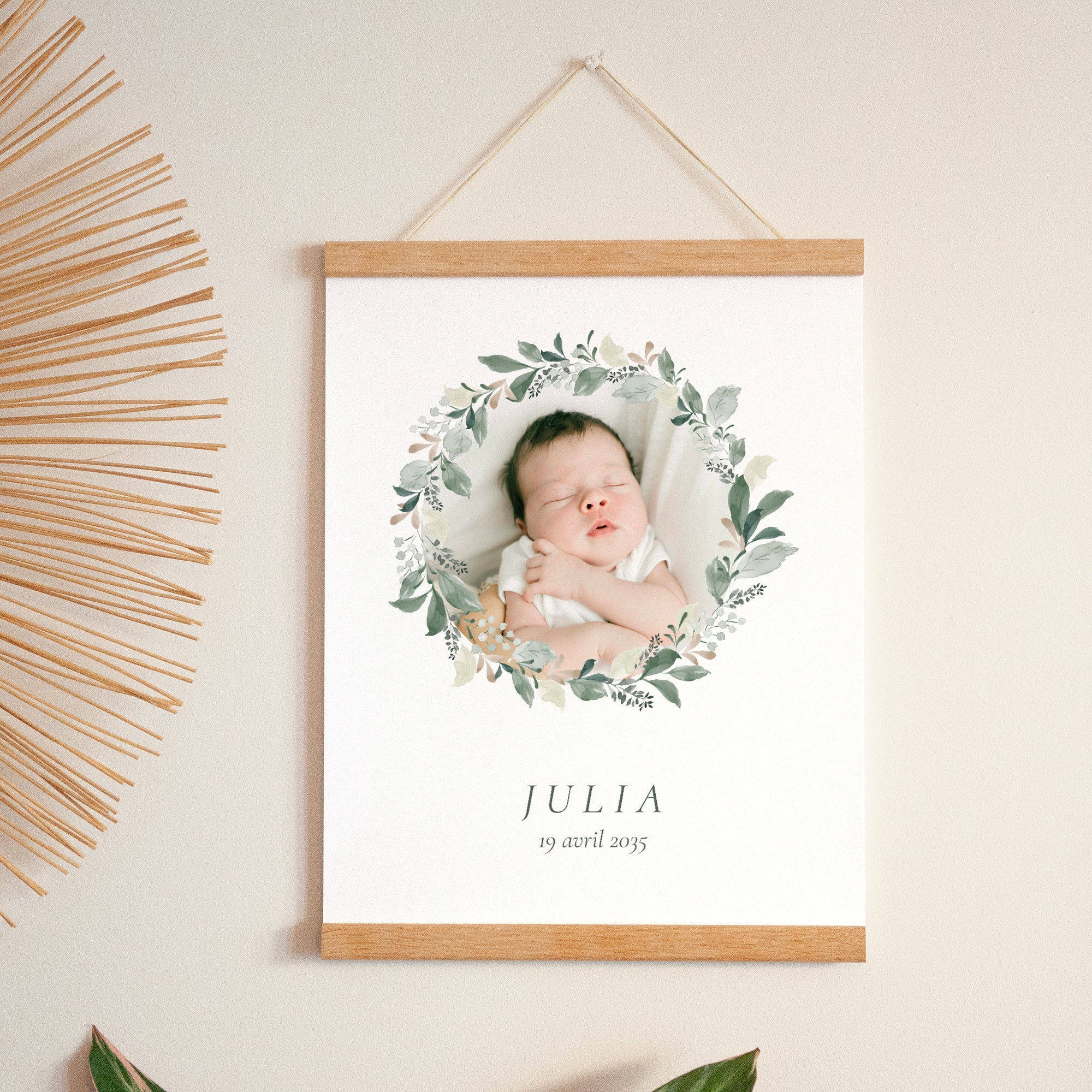 Affiche Naissance Portrait 30 x 40 cm Écrin Végétal photo N° 1