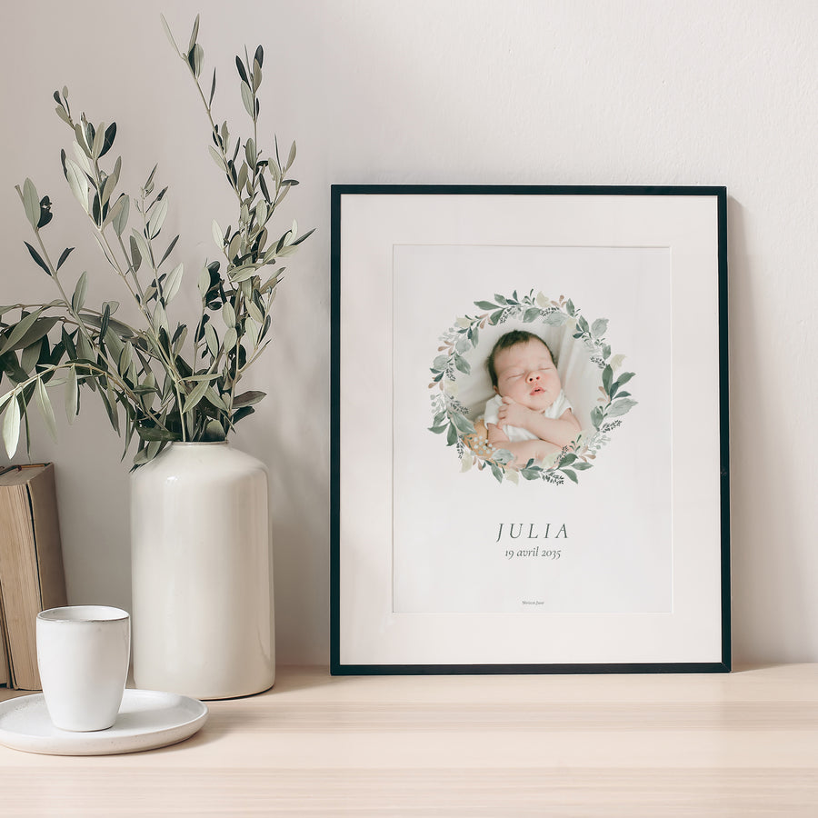 Affiche Naissance Portrait Écrin Végétal photo
