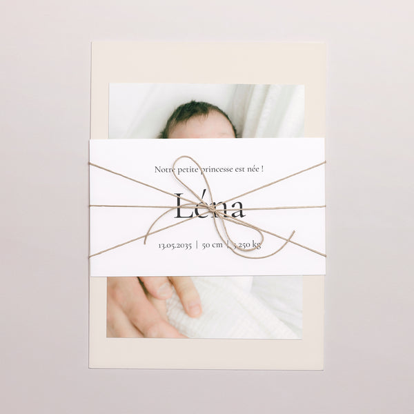 Faire-part Naissance 3 cartes, ruban Souffle de Tendresse photo