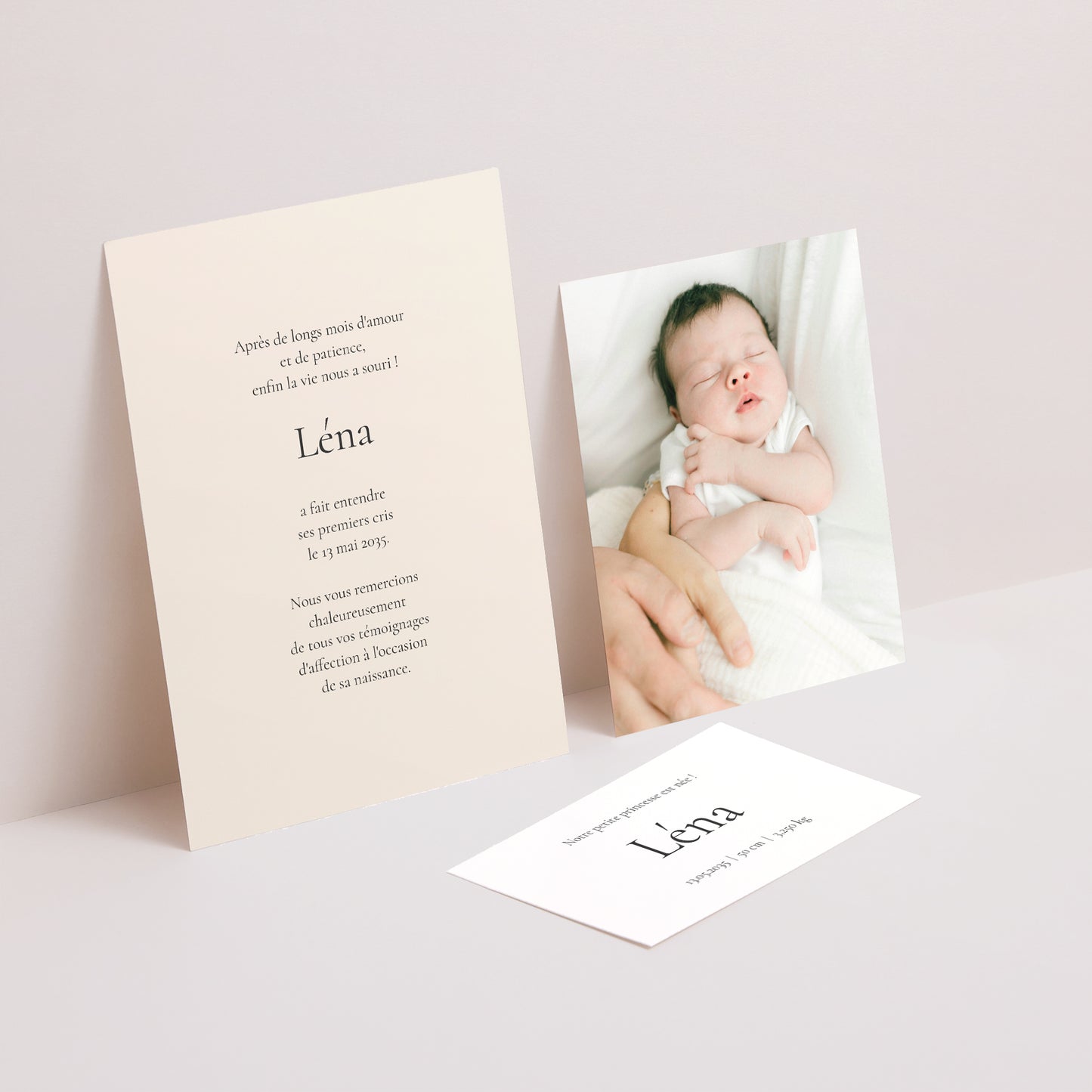 Faire-part Naissance 3 cartes, ruban Souffle de Tendresse photo N° 2