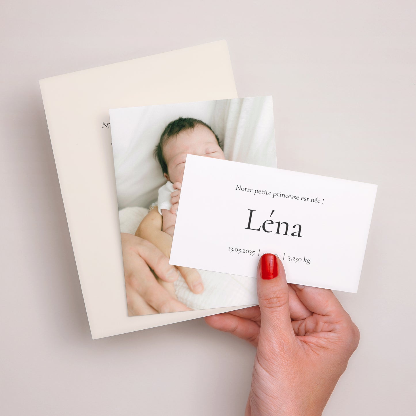 Faire-part Naissance 3 cartes, ruban Souffle de Tendresse photo N° 3