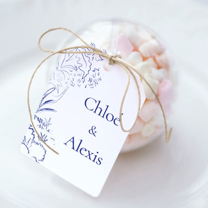 Boîte à dragées Mariage boule avec étiquette fanion Clairière d'Amour photo N° 1