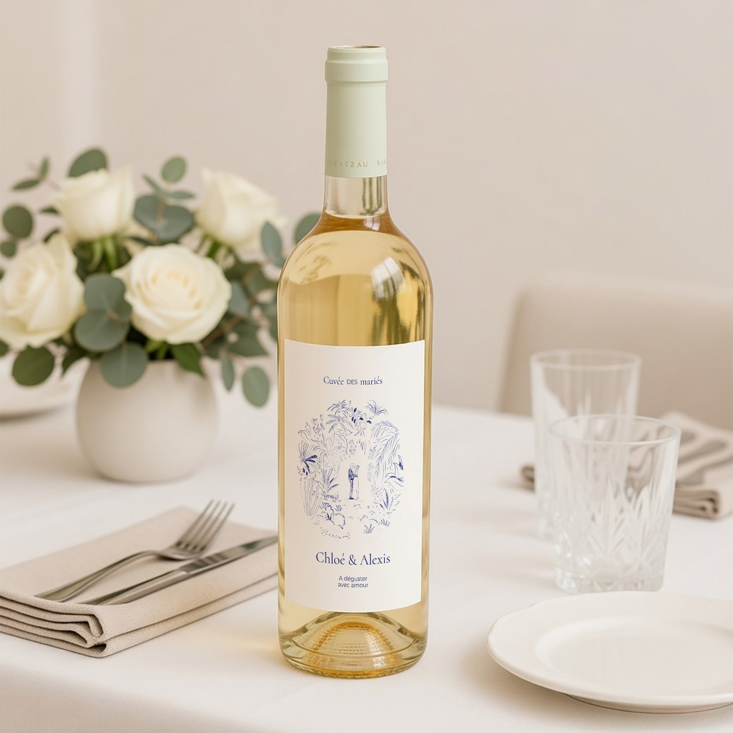 Etiquette bouteille Mariage Portrait Clairière d'Amour photo N° 2