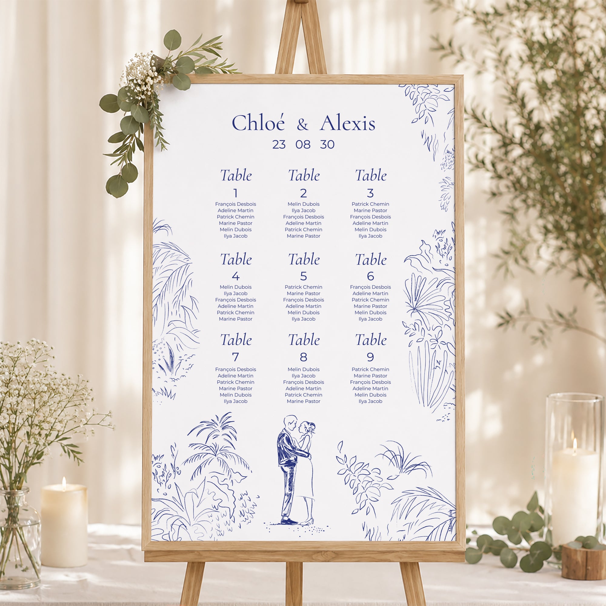 Plan de table Mariage Portrait 60 x 90 cm Clairière d'Amour photo N° 1