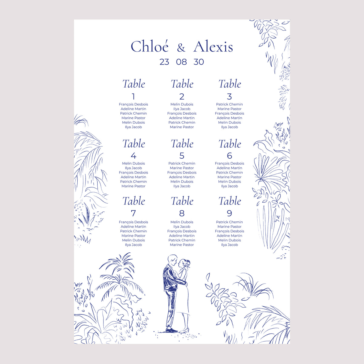 Plan de table Mariage Portrait 60 x 90 cm Clairière d'Amour photo N° 2