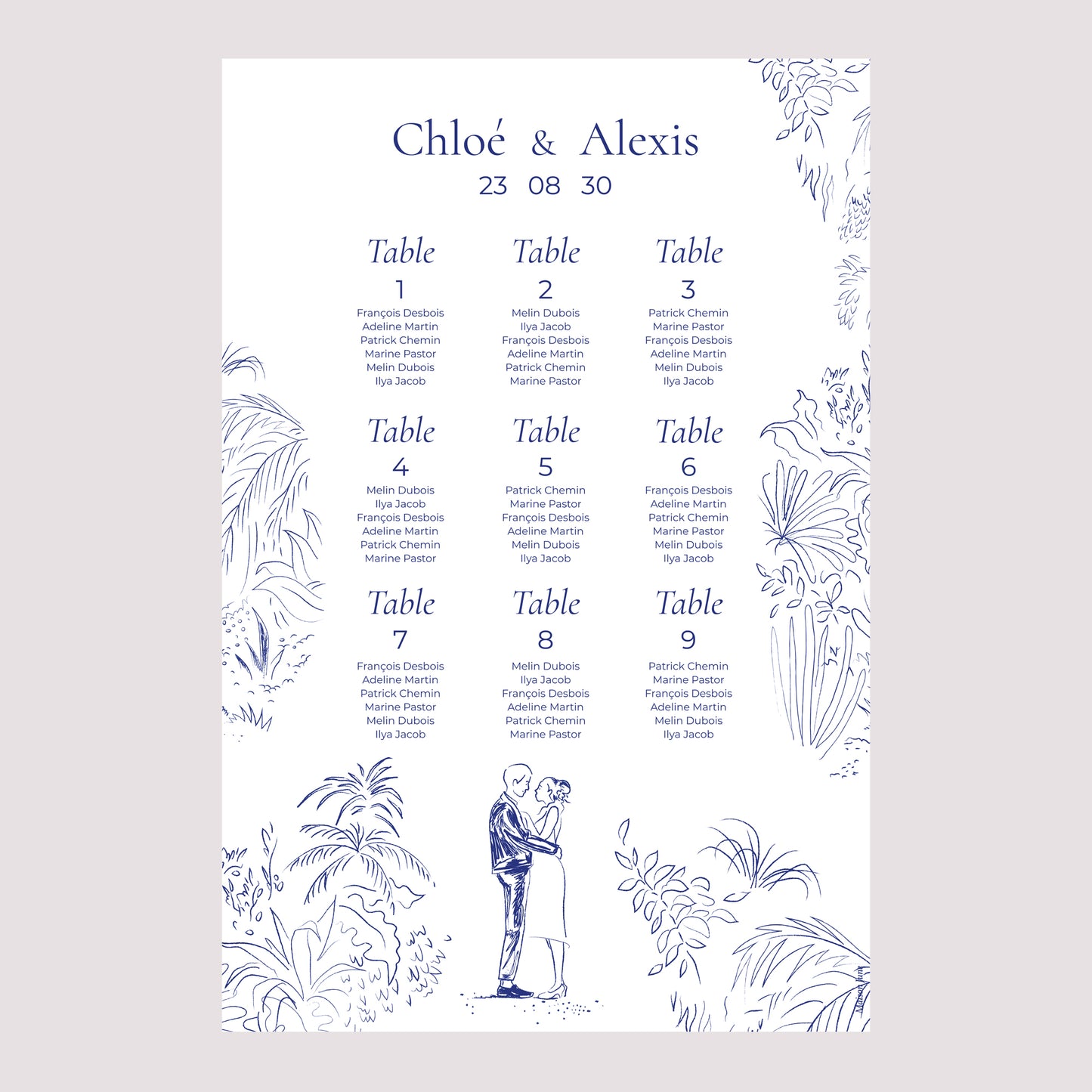Plan de table Mariage Portrait 60 x 90 cm Clairière d'Amour photo N° 2