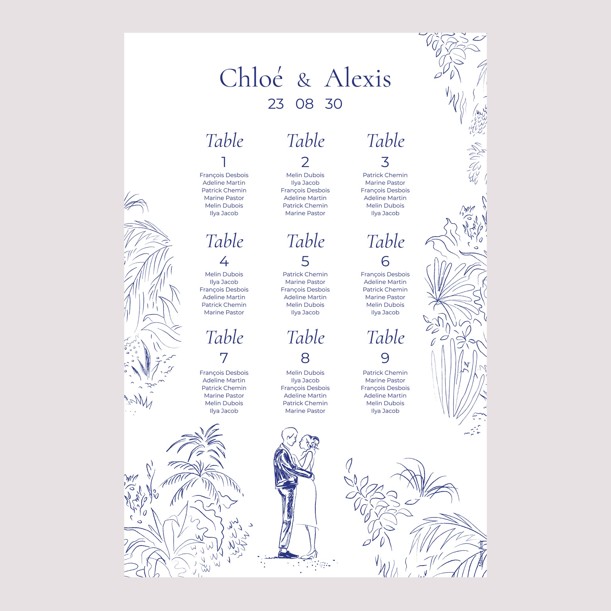 Plan de table Mariage Portrait 60 x 90 cm Clairière d'Amour photo N° 2