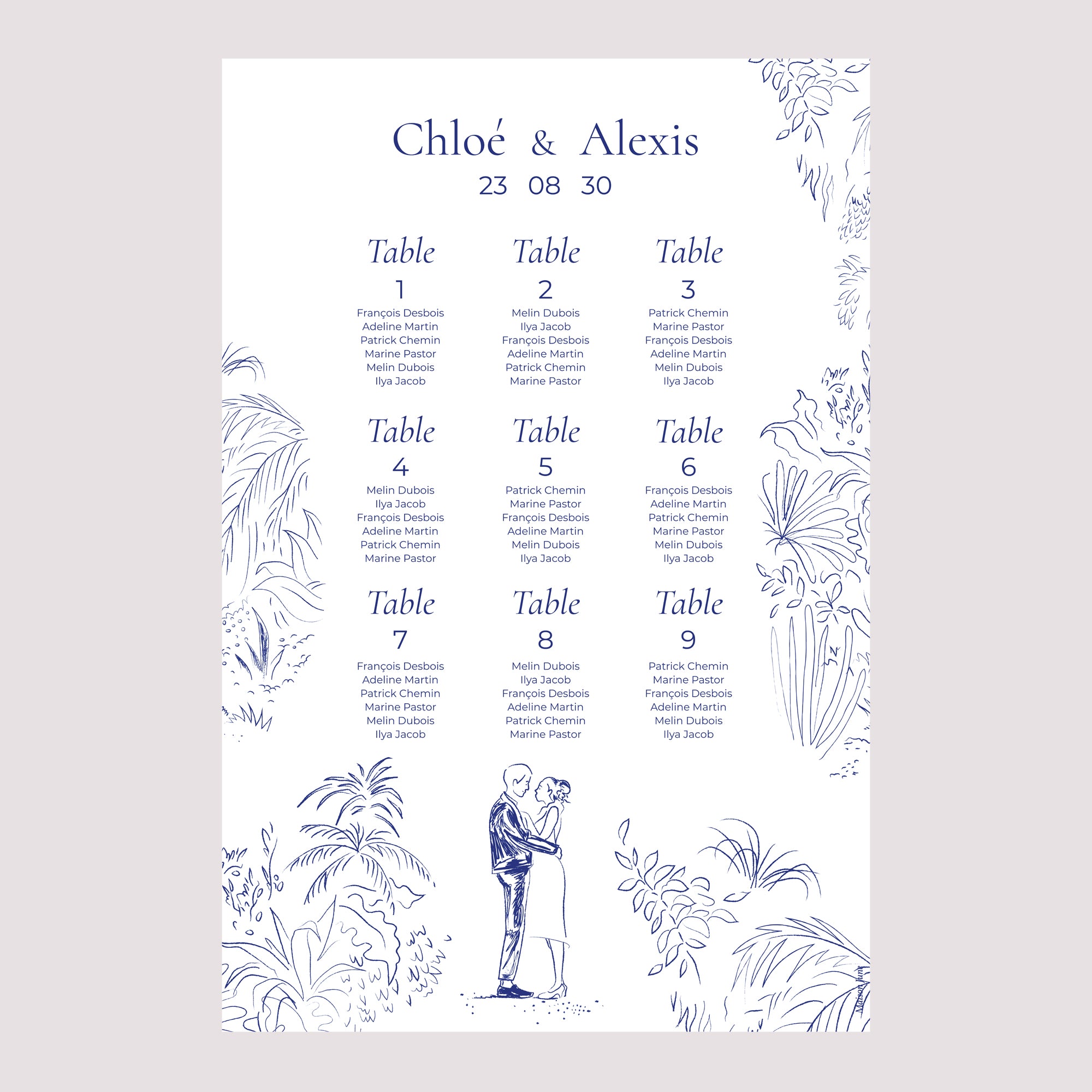Plan de table Mariage Portrait 60 x 90 cm Clairière d'Amour photo N° 2