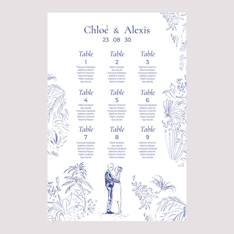 Plan de table Mariage Portrait 60 x 90 cm Clairière d'Amour