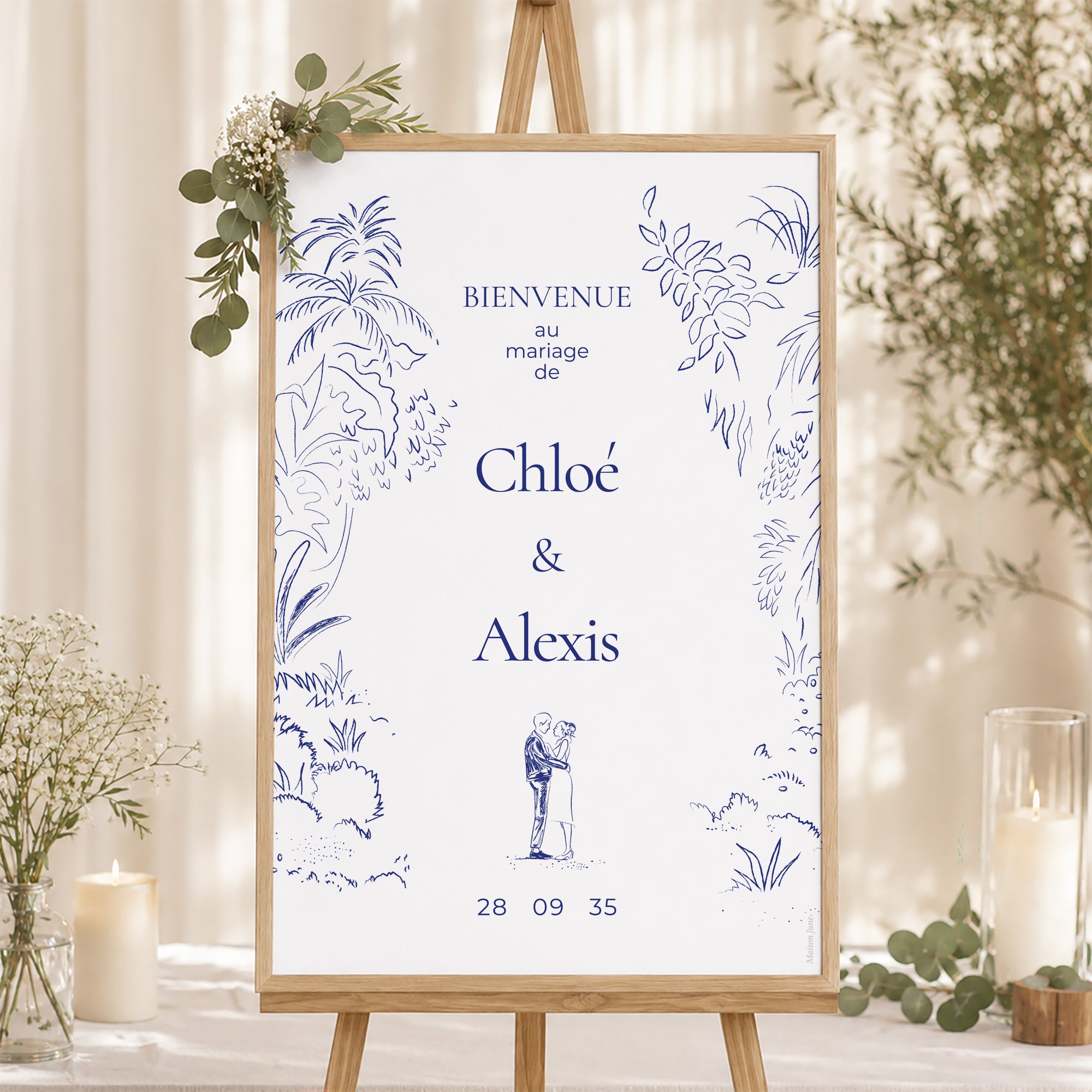 Panneau bienvenue Mariage Portrait 60 x 90 cm Clairière d'Amour photo N° 1