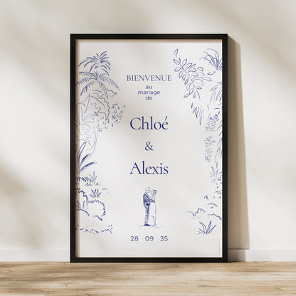 Panneau bienvenue Mariage Portrait 60 x 90 cm Clairière d'Amour photo N° 1