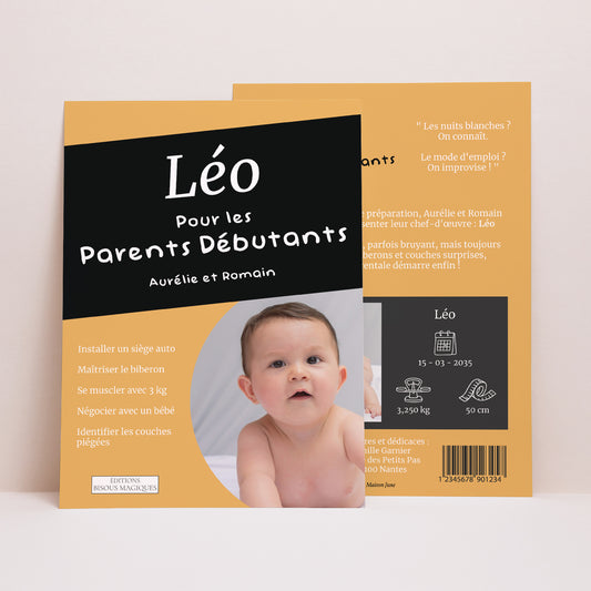 Faire-part Naissance Grand format rectangle Parents Débutants photo