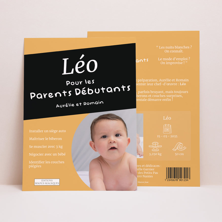 Faire-part Naissance Grand format rectangle Parents Débutants photo