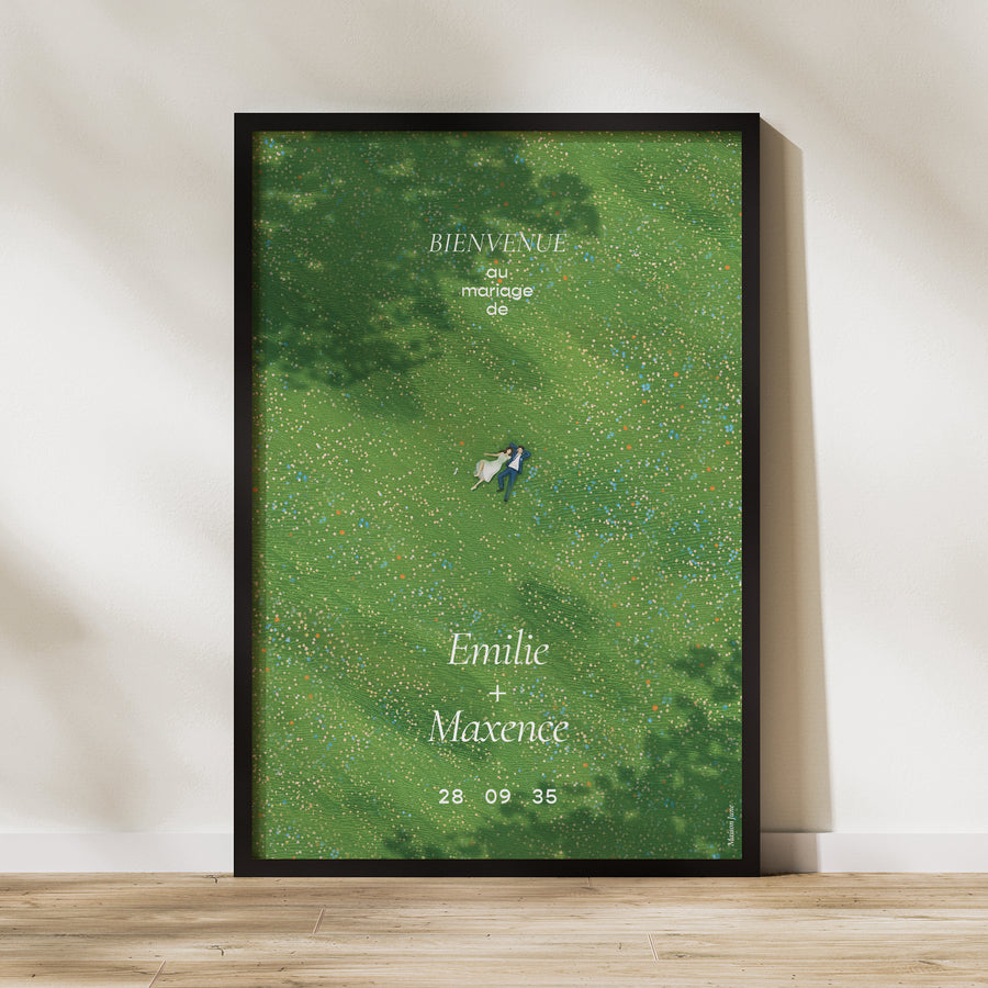 Panneau bienvenue Mariage Portrait 60 x 90 cm Pause amoureuse photo