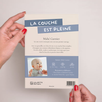 Faire-part Naissance Grand format rectangle La Couche est Pleine - Bleu photo N° 3
