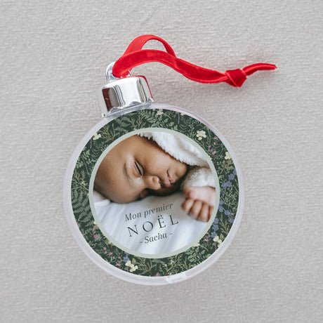 Boule de Noël Fin d'année Ronde Feuillages d’hiver