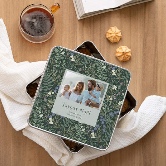 Boite métallique Fin d'année Carrée Feuillages d’hiver photo