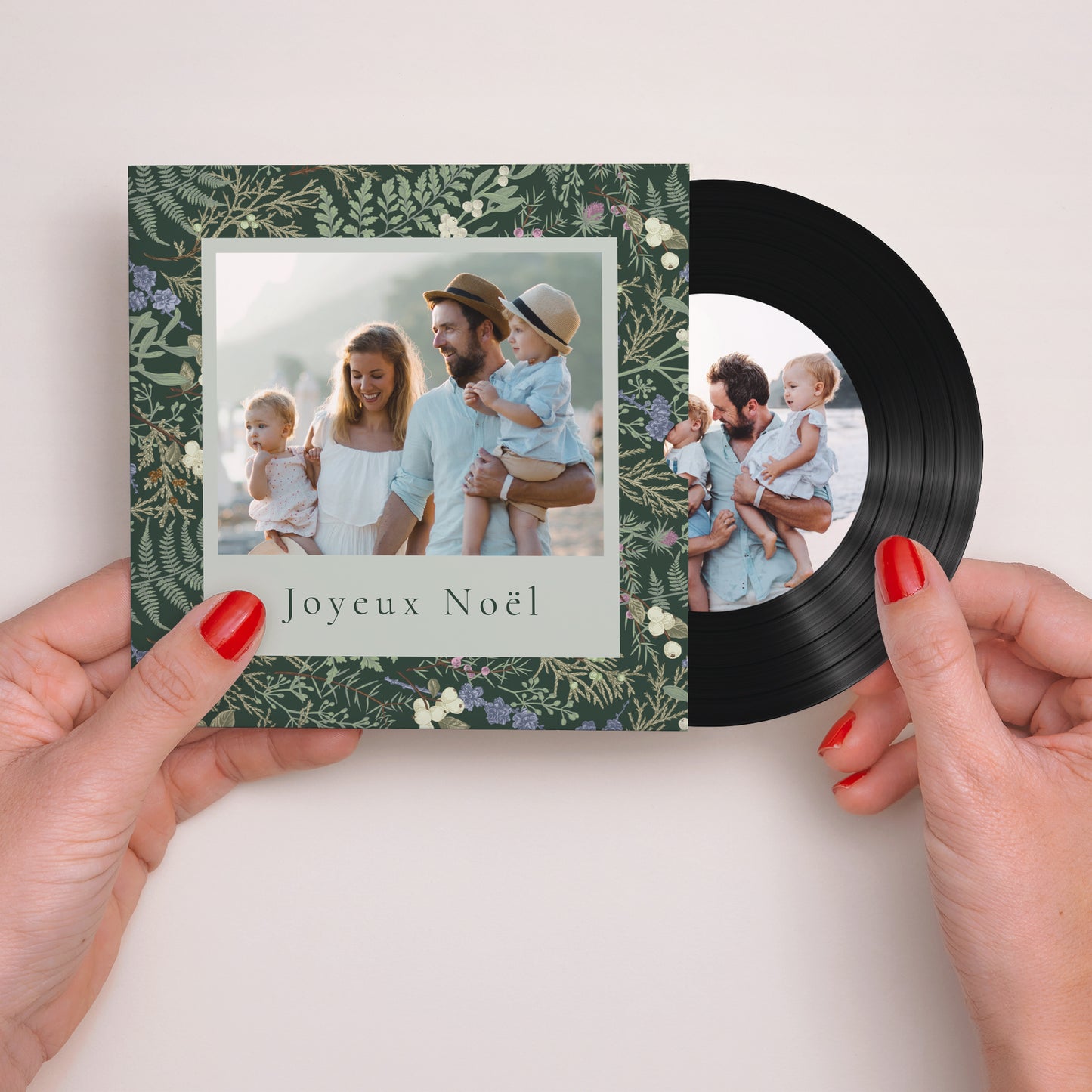 Carte de Noel Fin d'année Pochette disque Feuillages d’hiver photo N° 2