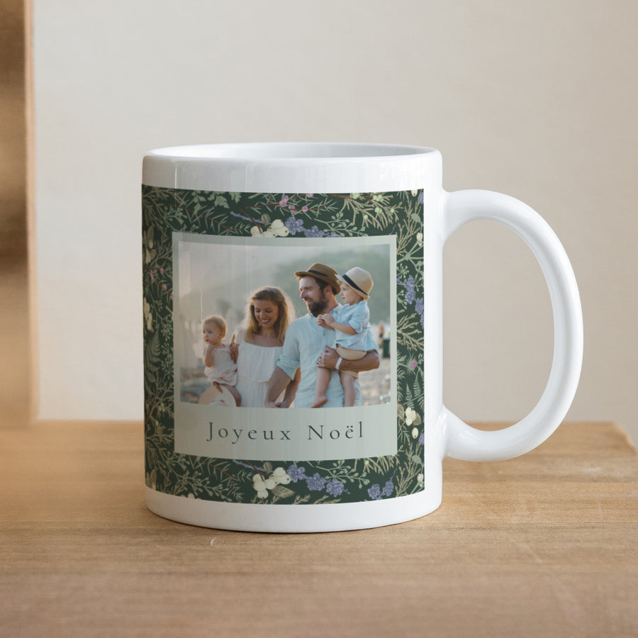 Mug Fin d'année Blanc Feuillages d’hiver photo