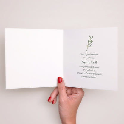 Carte de Noel Fin d'année Carré double volet Feuillages d’hiver photo N° 2