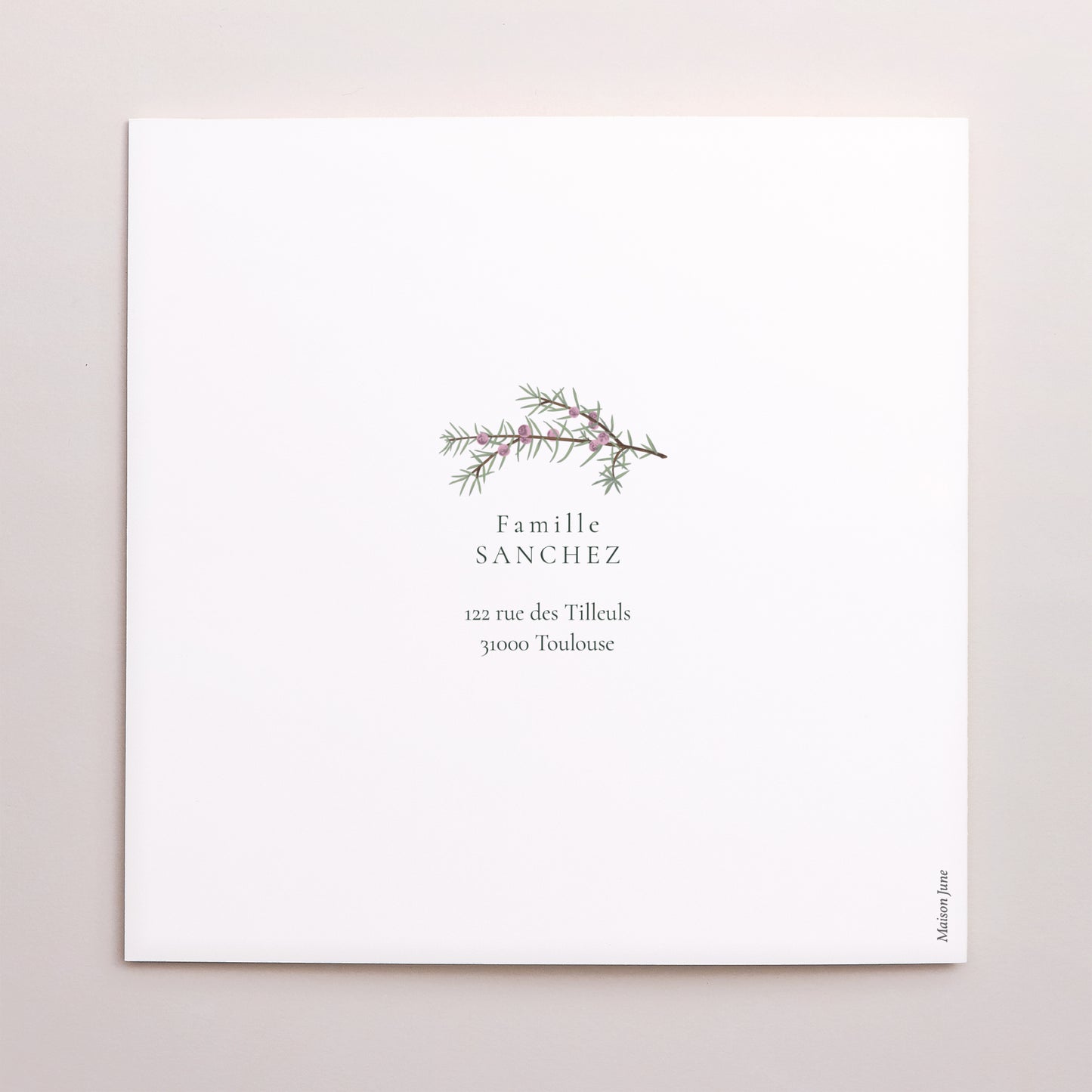 Carte de voeux Fin d'année Carré double volet Feuillages d’hiver photo N° 3