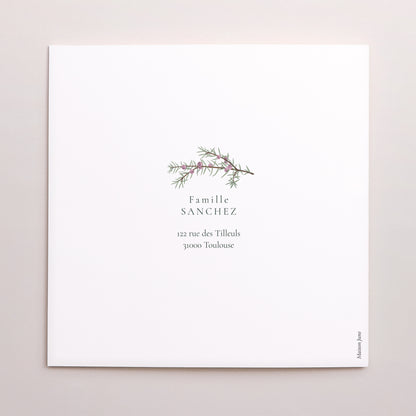 Carte de voeux Fin d'année Carré double volet Feuillages d’hiver photo N° 3