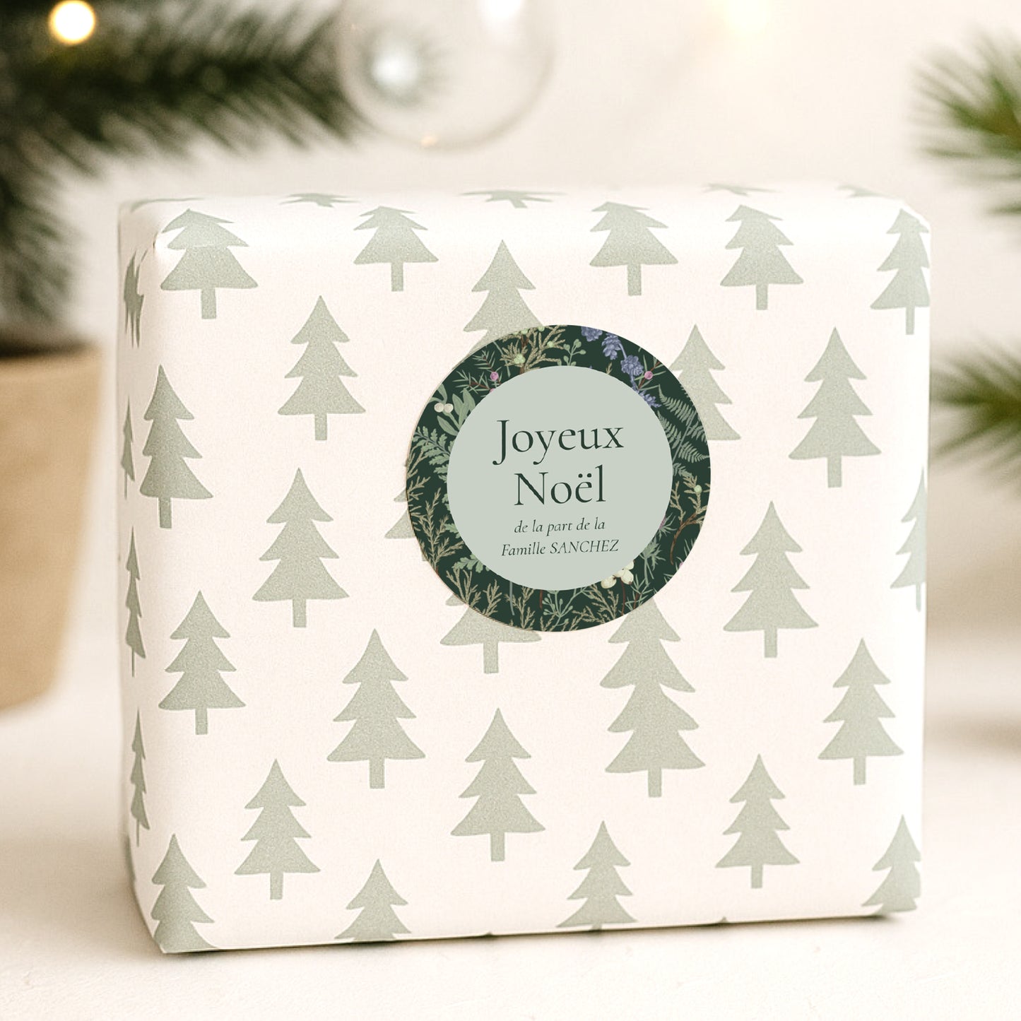 Sticker Fin d'année Rond Feuillages d’hiver photo N° 1