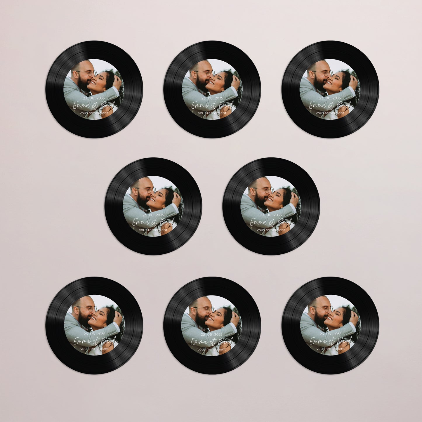 Remerciements Mariage Lot de 8, magnétique, rond, Ø 10cm Nos plus beaux instants photo N° 3