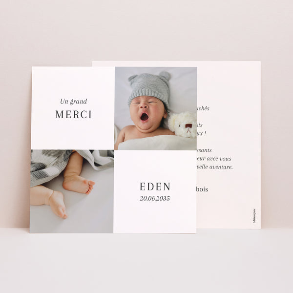 Remerciements Naissance Simple carré Zoom sur toi photo