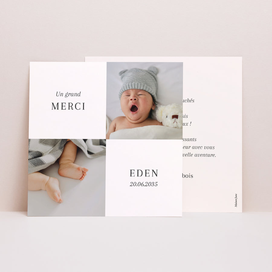 Remerciements Naissance Simple carré Zoom sur toi photo