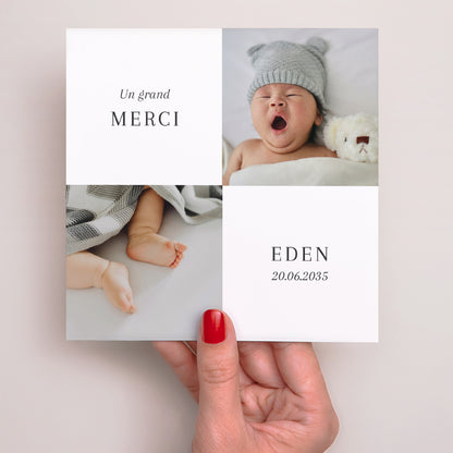 Remerciements Naissance Simple carré Zoom sur toi photo N° 2