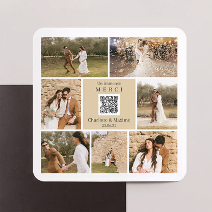 Remerciements Mariage Lot de 8, magnétique, carré coins arrondis Souvenir capturé photo N° 1