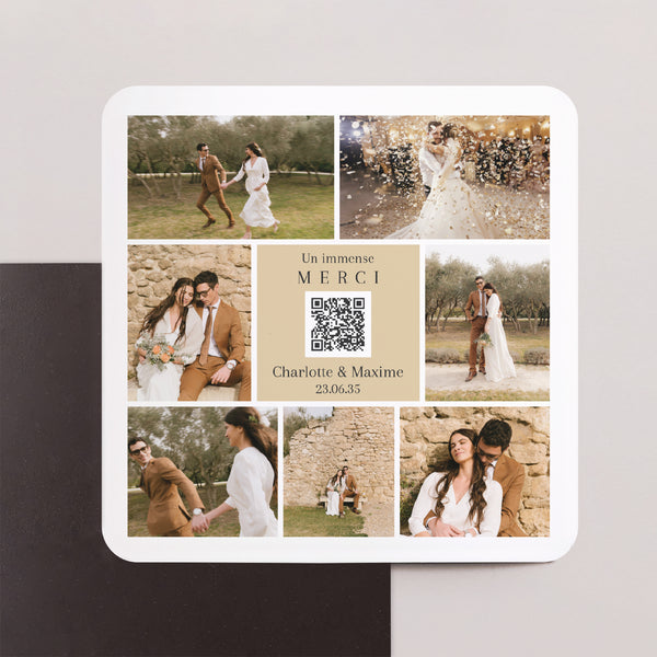 Remerciements Mariage Lot de 8, magnétique, carré coins arrondis Souvenir capturé photo