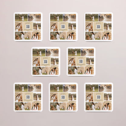 Remerciements Mariage Lot de 8, magnétique, carré coins arrondis Souvenir capturé photo N° 3