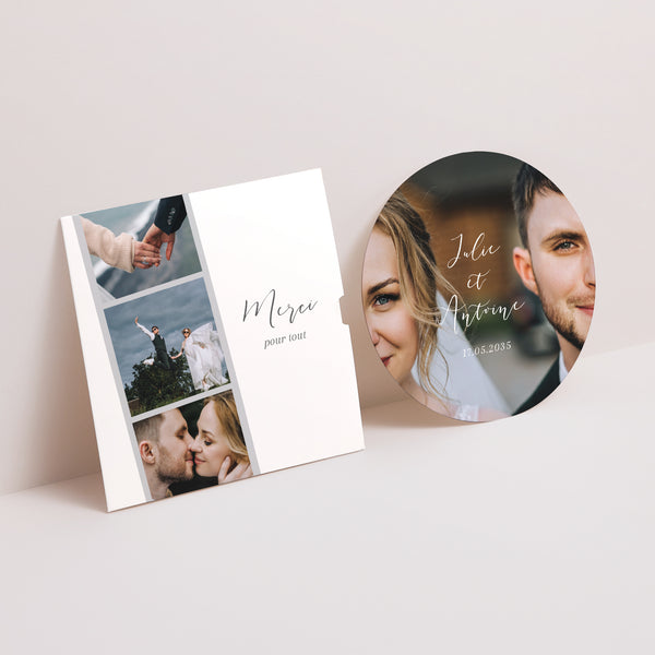 Remerciements Mariage Pochette disque Unis en images photo