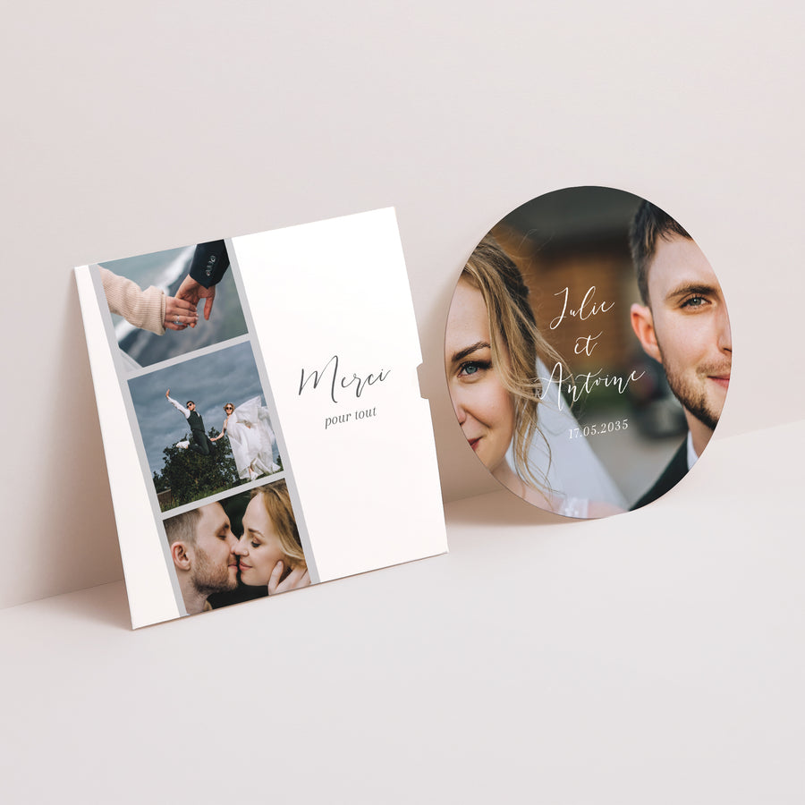 Remerciements Mariage Pochette disque Unis en images photo
