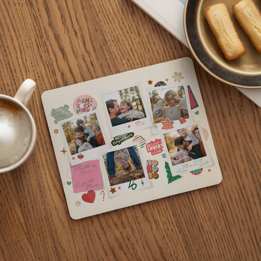 Tapis de souris Fin d'année Rectangle Polaroids hivernaux photo