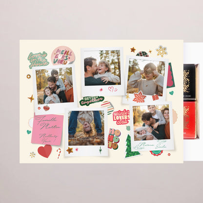 Boite chocolat personnalisée Fin d'année 6 chocolats Polaroids hivernaux photo N° 2
