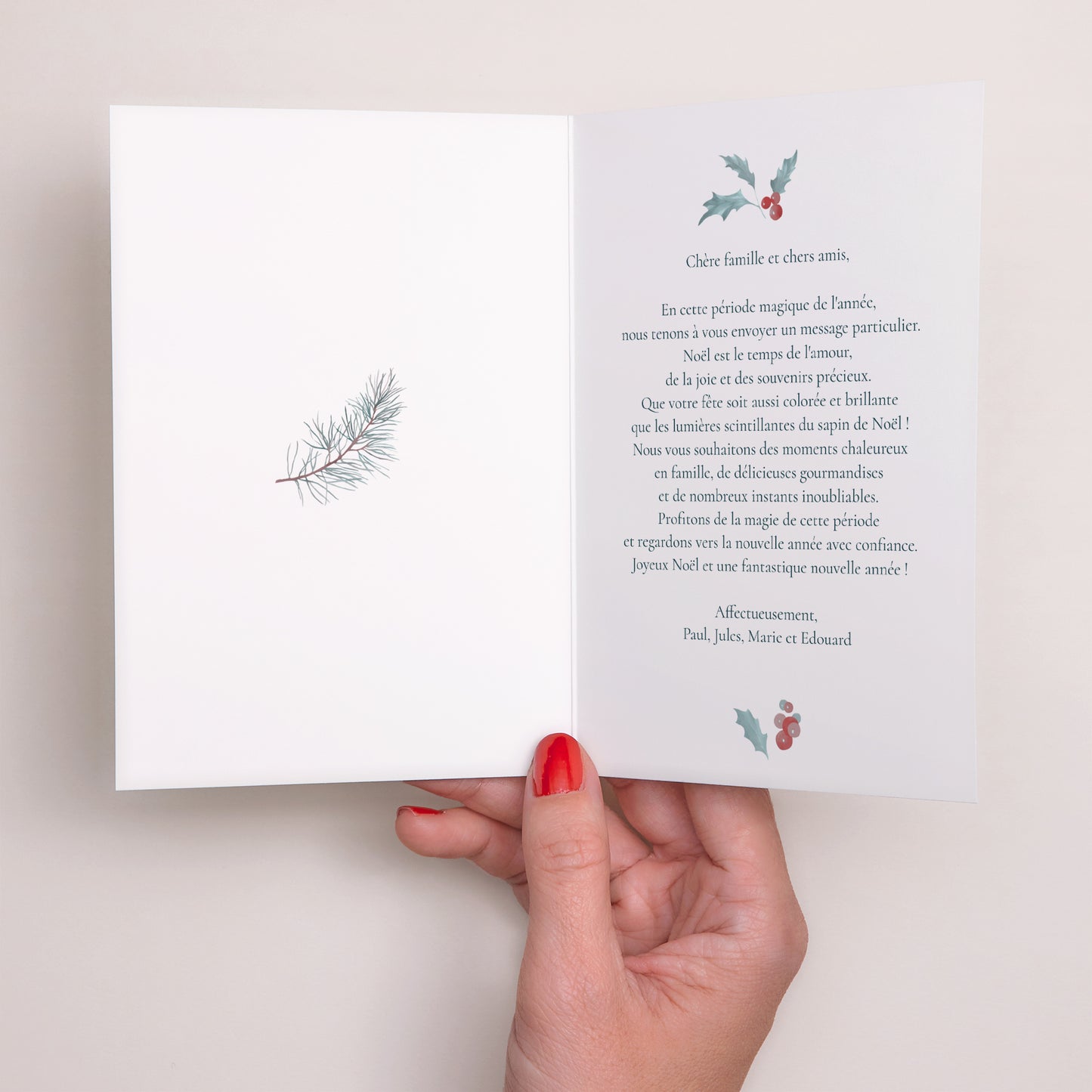 Carte de Noel Fin d'année Double volet portrait Éclats de Houx photo N° 2