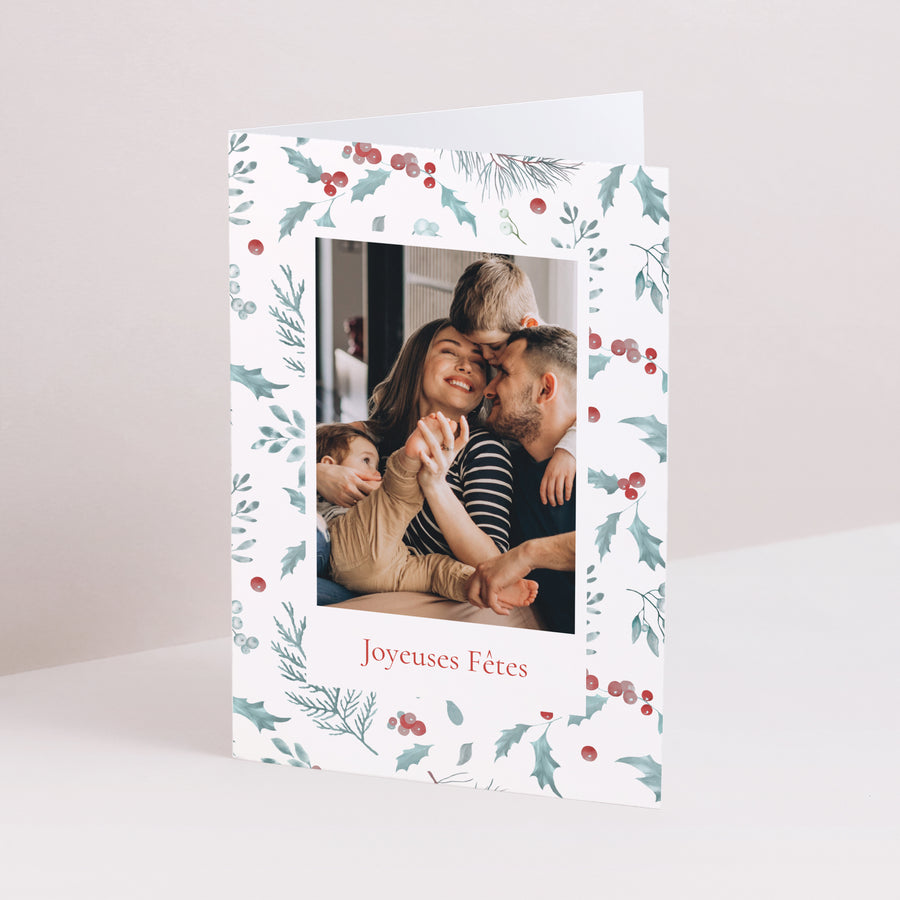Carte de voeux Fin d'année Double volet portrait Éclats de Houx photo