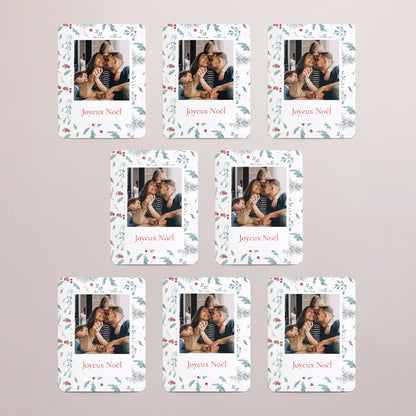 Carte de voeux Fin d'année Lot de 8, magnétique, rectangle coins arrondis Éclats de Houx photo N° 3